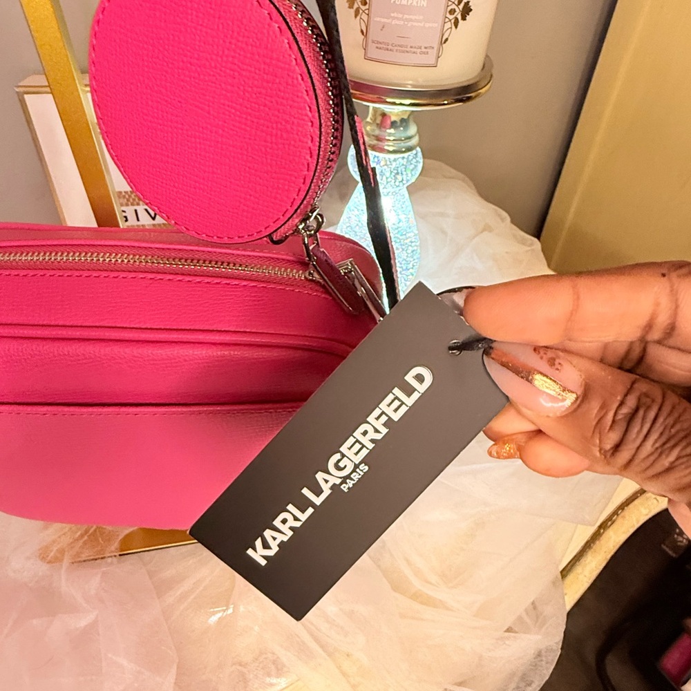 NWT Karl Lagerfeld Pink Crossbody Bag with matching coin purse - Picture 14 of 14